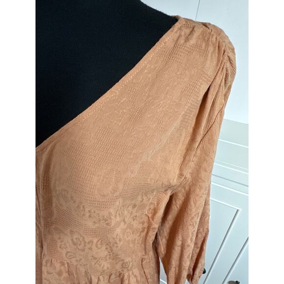 Umgee 3/4 Sleeve V-Neck Tiered Maxi Dress V-Back Cotton Boho Pullover Size 1X - Picture 6 of 15